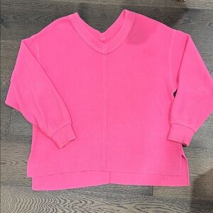 Aerie Pink V-Neck Sweater Relaxed Fit Lightweight Size Small